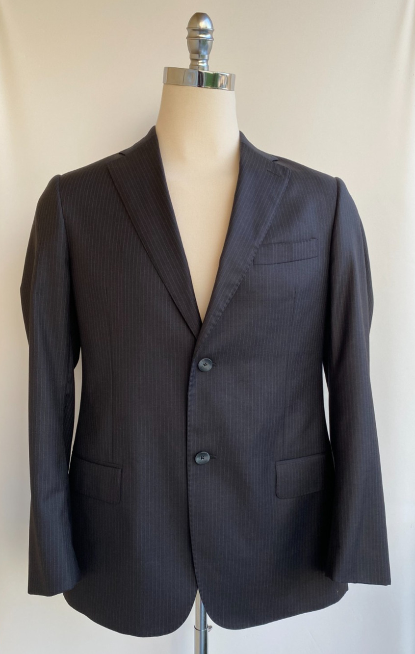 J. Hilburn Guabello Wool Gray Stripe Jacket Blazer Bespoke 40R